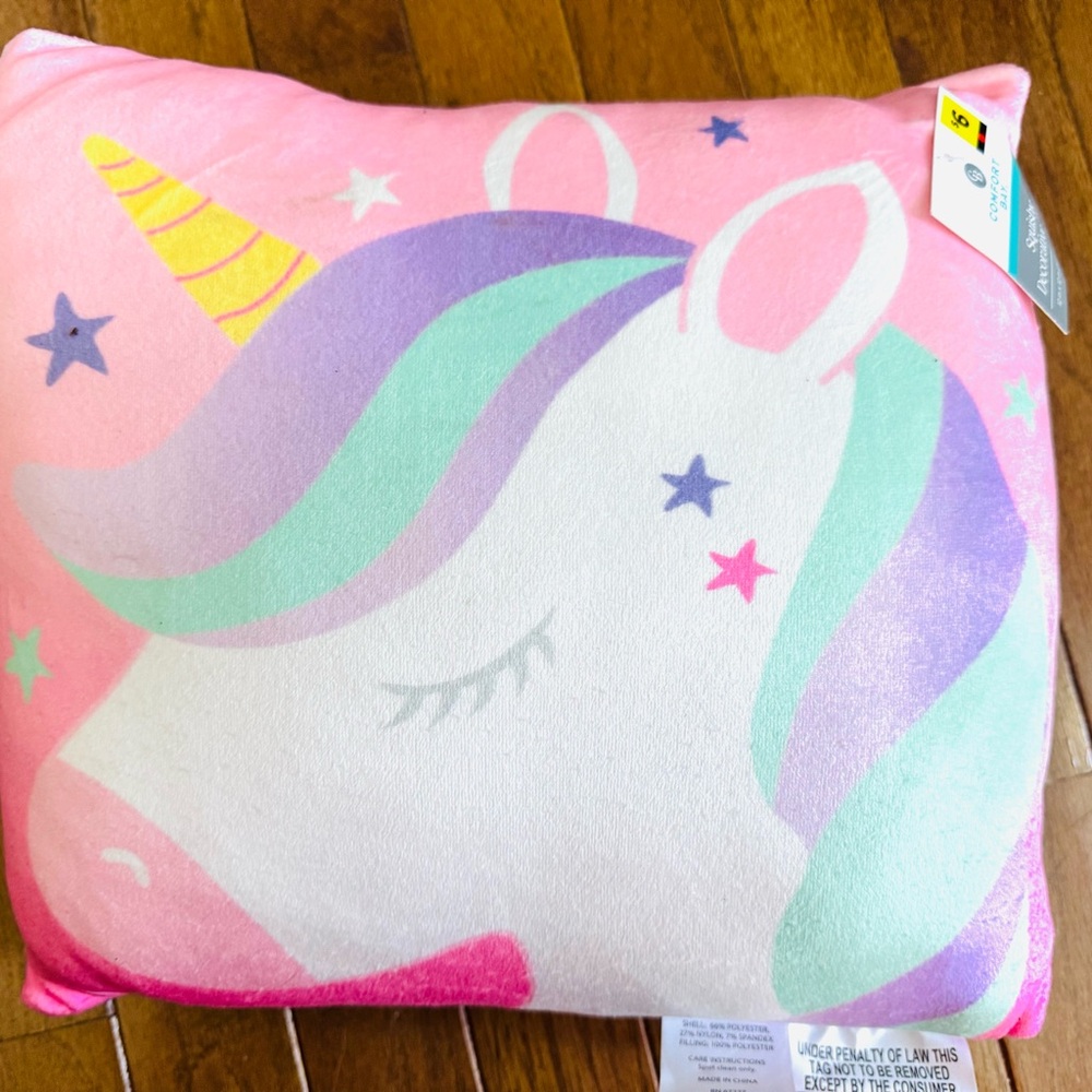 New Comfort Bay Unicorn Accent Pillow - Pink, White, and Purple